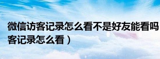 微信访客记录怎么看不是好友能看吗（微信访客记录怎么看）