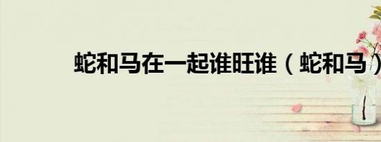 蛇和马在一起谁旺谁（蛇和马）