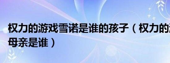 权力的游戏雪诺是谁的孩子（权力的游戏雪诺母亲是谁）