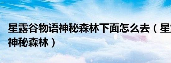 星露谷物语神秘森林下面怎么去（星露谷物语神秘森林）