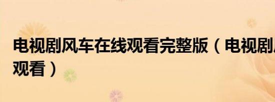 电视剧风车在线观看完整版（电视剧风车在线观看）