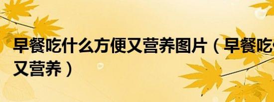 早餐吃什么方便又营养图片（早餐吃什么方便又营养）