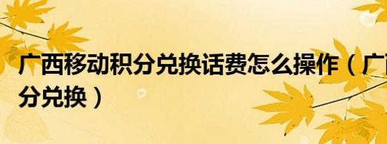 广西移动积分兑换话费怎么操作（广西移动积分兑换）