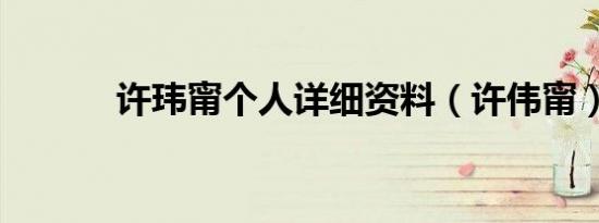 许玮甯个人详细资料（许伟甯）