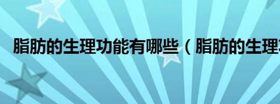 脂肪的生理功能有哪些（脂肪的生理功能）