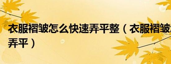 衣服褶皱怎么快速弄平整（衣服褶皱怎么快速弄平）
