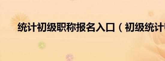 统计初级职称报名入口（初级统计师）