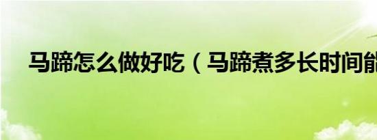 马蹄怎么做好吃（马蹄煮多长时间能吃）