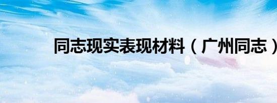 同志现实表现材料（广州同志）
