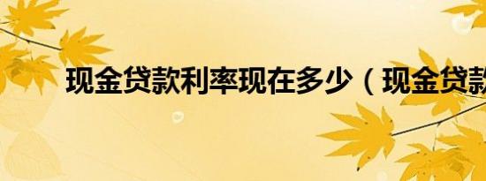 现金贷款利率现在多少（现金贷款）