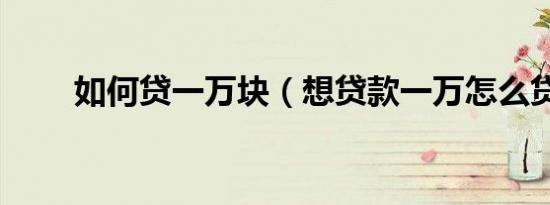 如何贷一万块（想贷款一万怎么贷）