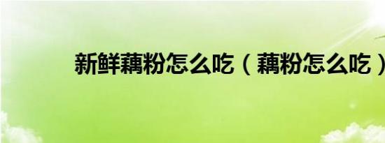 新鲜藕粉怎么吃（藕粉怎么吃）