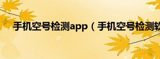 手机空号检测app（手机空号检测软件）