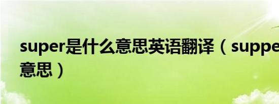 super是什么意思英语翻译（supper是什么意思）