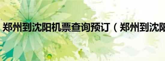 郑州到沈阳机票查询预订（郑州到沈阳机票）