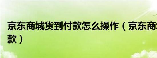 京东商城货到付款怎么操作（京东商城货到付款）