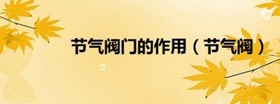 节气阀门的作用（节气阀）