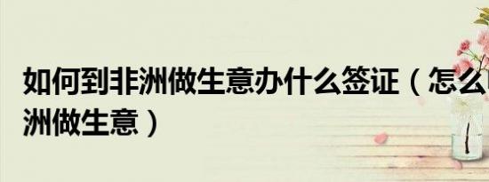 如何到非洲做生意办什么签证（怎么申请去非洲做生意）