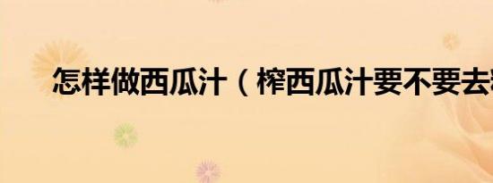 怎样做西瓜汁（榨西瓜汁要不要去籽）