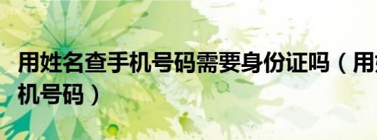 用姓名查手机号码需要身份证吗（用姓名查手机号码）