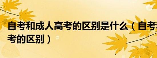 自考和成人高考的区别是什么（自考和成人高考的区别）