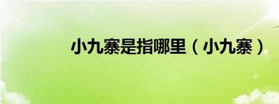 小九寨是指哪里（小九寨）