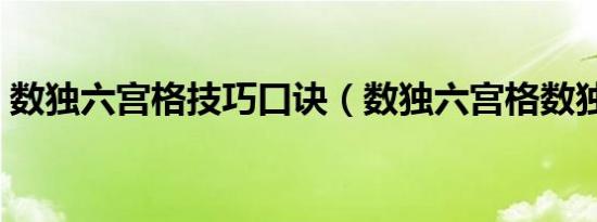数独六宫格技巧口诀（数独六宫格数独口诀）