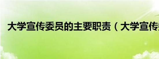 大学宣传委员的主要职责（大学宣传委员）