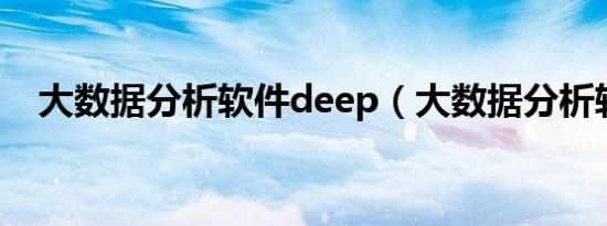 大数据分析软件deep（大数据分析软件）
