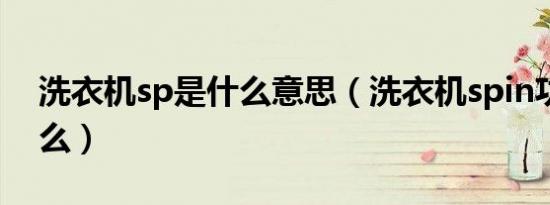洗衣机sp是什么意思（洗衣机spin功能是什么）