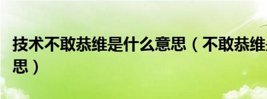 技术不敢恭维是什么意思（不敢恭维是什么意思）