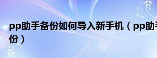 pp助手备份如何导入新手机（pp助手怎么备份）