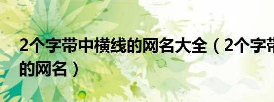 2个字带中横线的网名大全（2个字带中横线的网名）