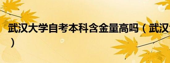 武汉大学自考本科含金量高吗（武汉大学自考）