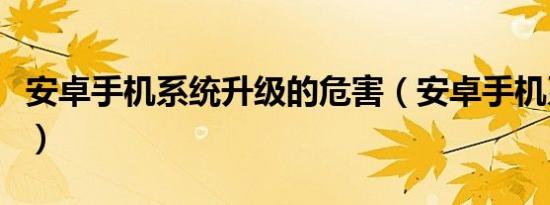 安卓手机系统升级的危害（安卓手机系统升级）