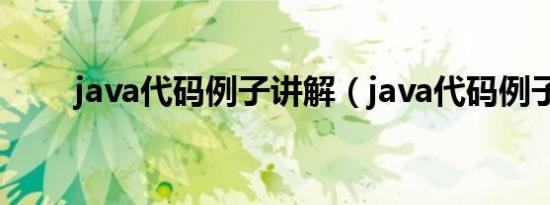 java代码例子讲解（java代码例子）