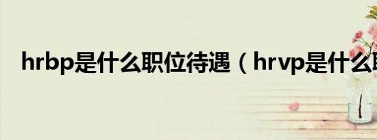 hrbp是什么职位待遇（hrvp是什么职位）