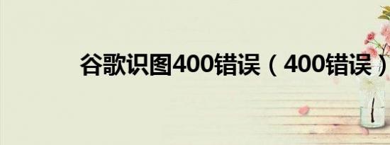 谷歌识图400错误（400错误）