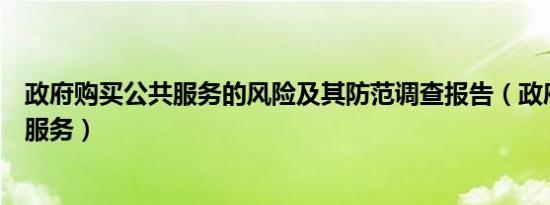 政府购买公共服务的风险及其防范调查报告（政府购买公共服务）