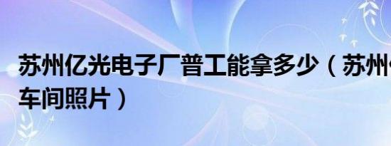 苏州亿光电子厂普工能拿多少（苏州亿光电子车间照片）
