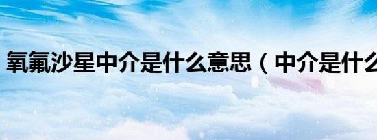 氧氟沙星中介是什么意思（中介是什么意思）