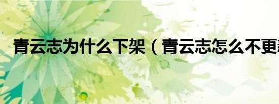 青云志为什么下架（青云志怎么不更新了）