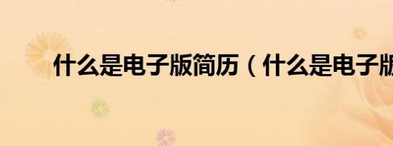什么是电子版简历（什么是电子版）