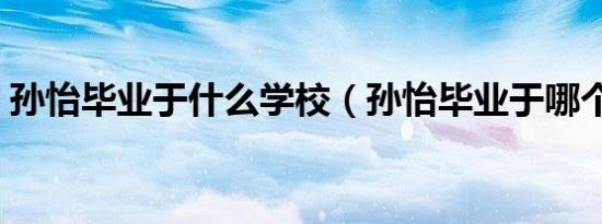 孙怡毕业于什么学校（孙怡毕业于哪个大学）