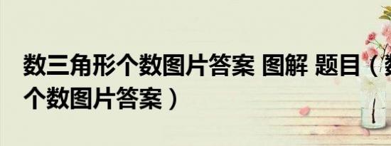 数三角形个数图片答案 图解 题目（数三角形个数图片答案）