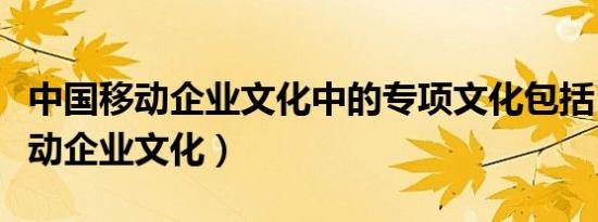 中国移动企业文化中的专项文化包括（中国移动企业文化）