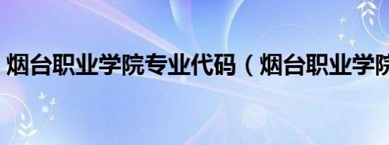 烟台职业学院专业代码（烟台职业学院专业）