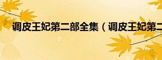 调皮王妃第二部全集（调皮王妃第二部）