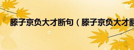 滕子京负大才断句（滕子京负大才翻译）