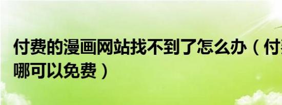 付费的漫画网站找不到了怎么办（付费漫画在哪可以免费）